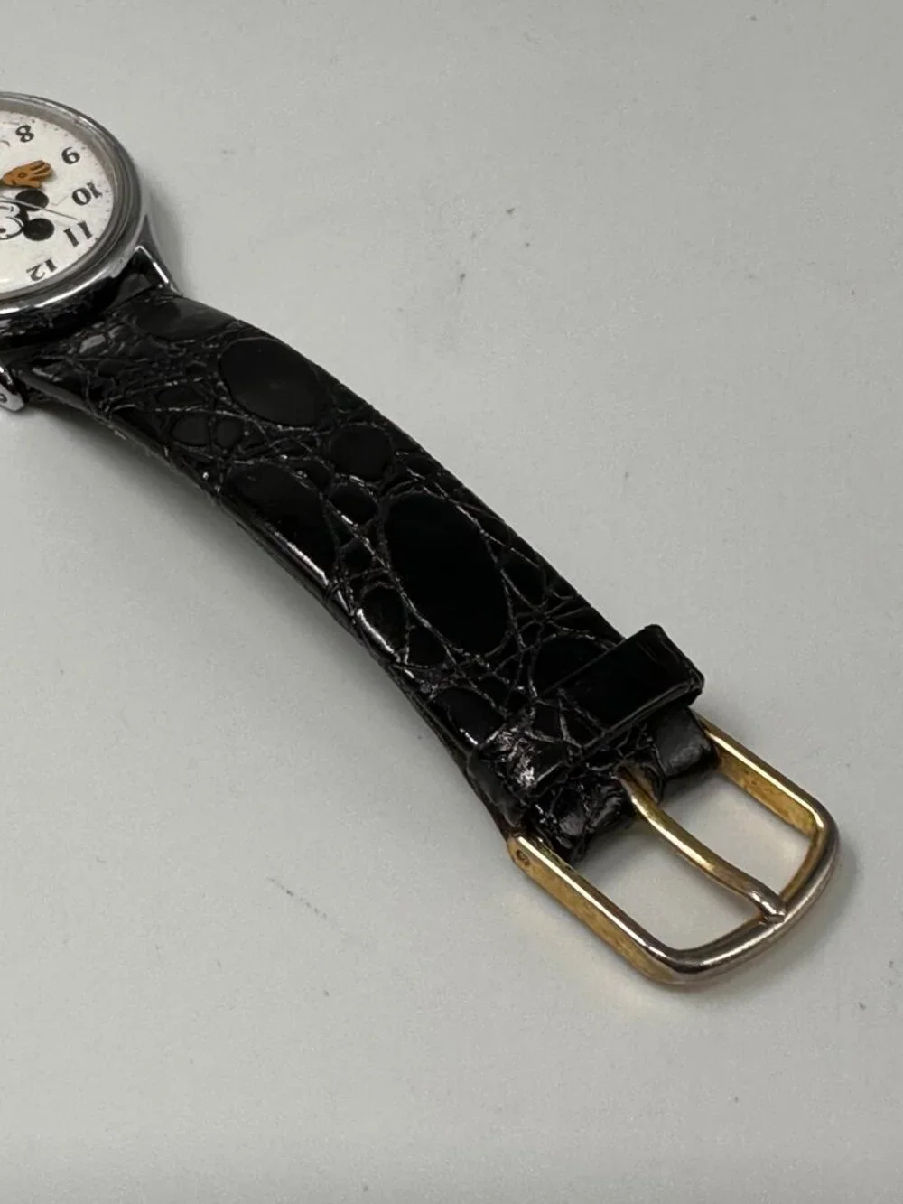 Lorus Mickey Mouse Watch Women Silver Tone Patent Leather Band New Battery